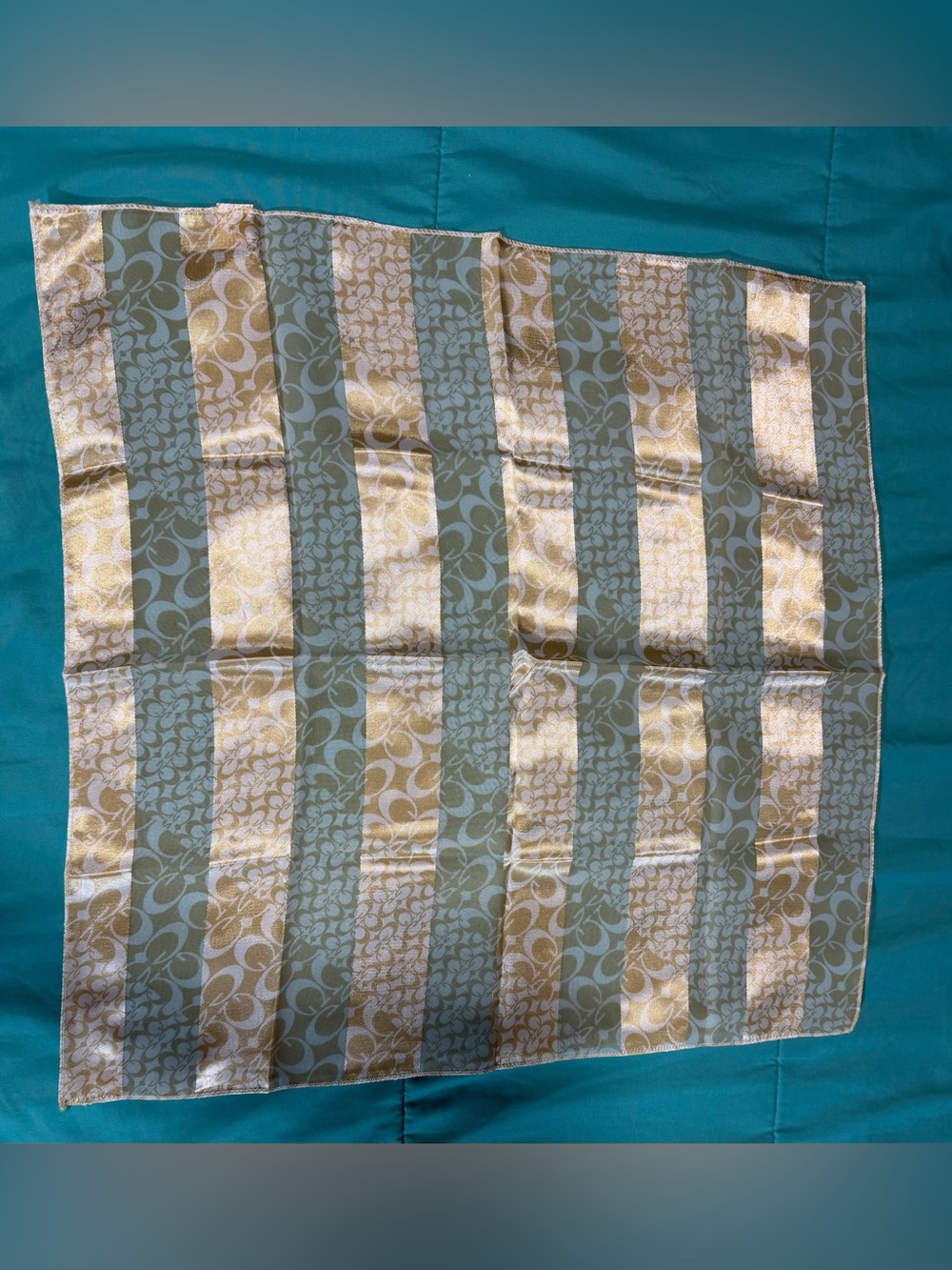 Coach Square Scarf in Gold and Sage